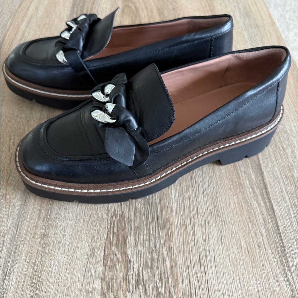 Nordstrom Black Leather Penny Loafers with Polished Finish